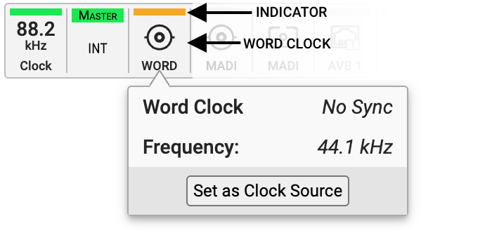 The Clock Section with highlighted Word Clock Input