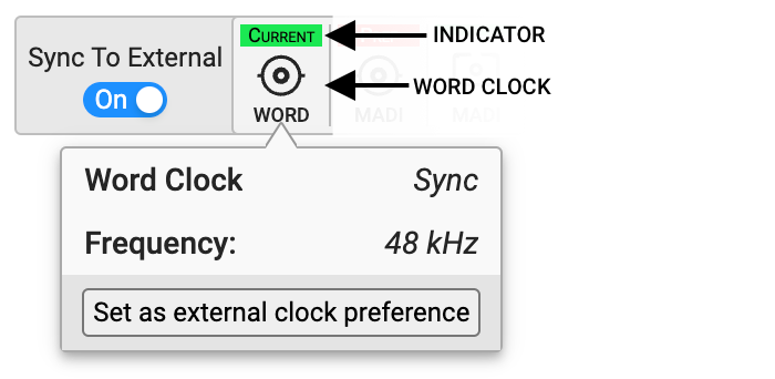 The Clock Section with highlighted Word Clock Input