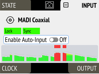 MADI Coaxial input with level meters