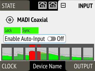 MADI Coaxial input with level meters